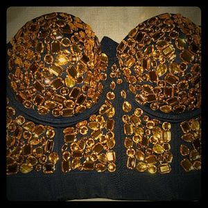 Plus Size Women's Burlesque Beaded Bustier Top